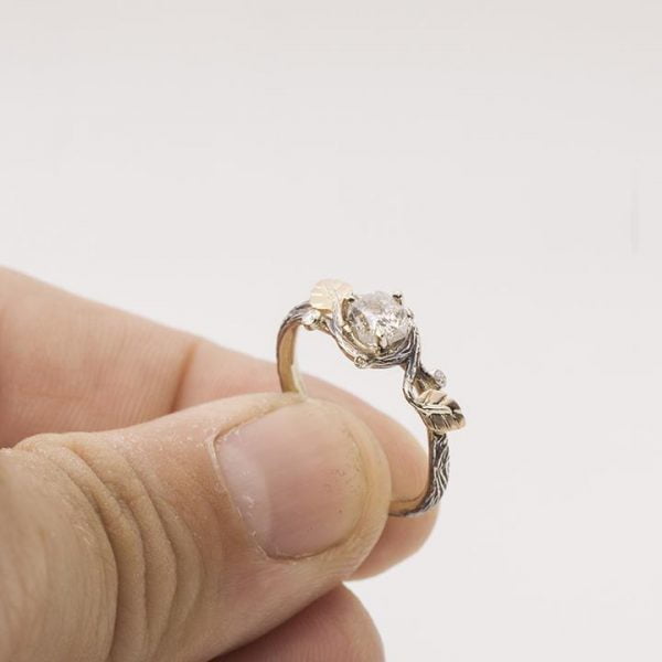 Raw Diamond Twig Engagement Ring Platinum 31 Catalogue
