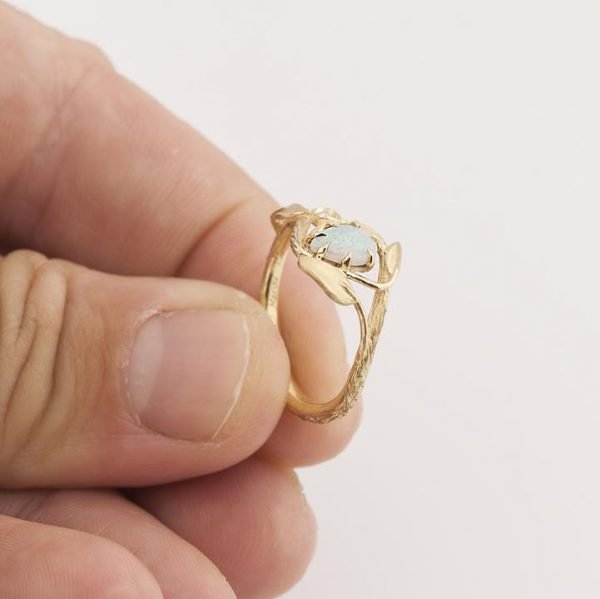 Twig and Leaves Opal Engagement Ring Rose Gold 3 Catalogue