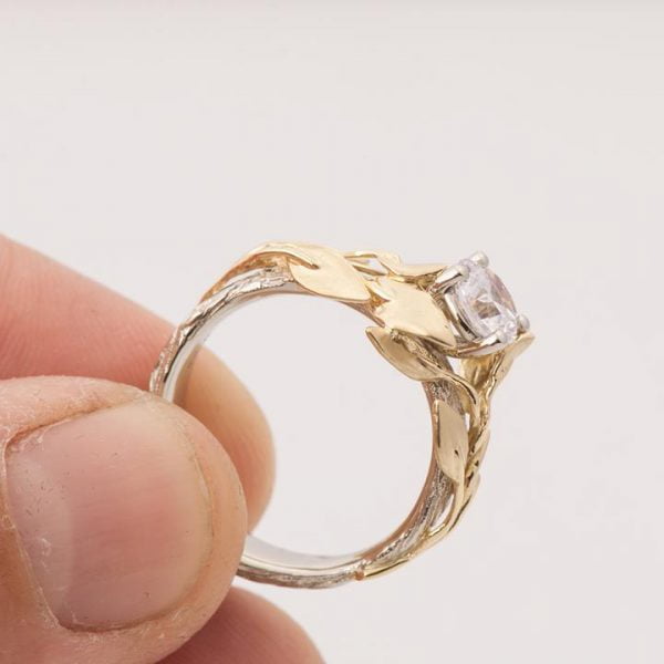 Twig and Leaf Engagement Ring Yellow Gold and Diamond 4 Catalogue