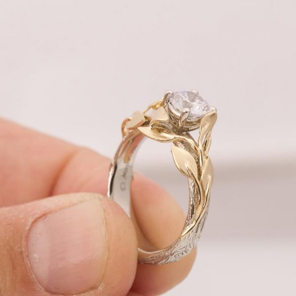 Twig and Leaf Engagement Ring Yellow Gold and Diamond 4 Catalogue