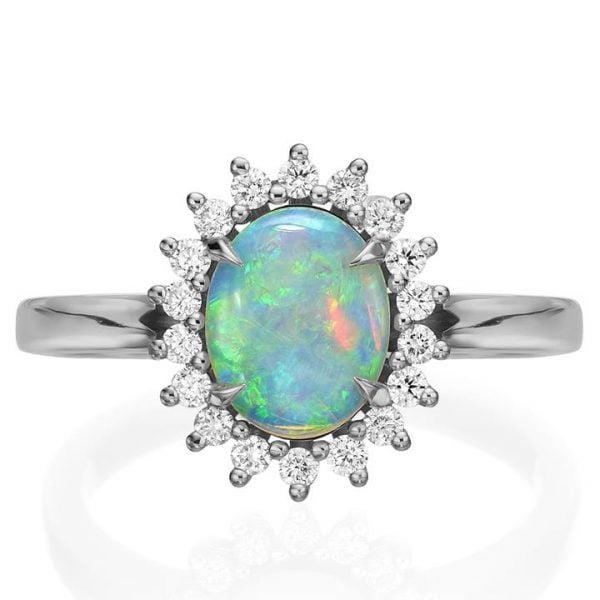 Opal and Diamonds Diana Engagement Ring White Gold Catalogue
