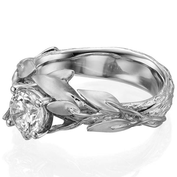 Twig and Leaf Engagement Ring White Gold and Moissanite 4 Catalogue