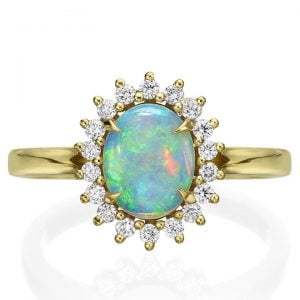 Opal and Diamonds Diana Engagement Ring Yellow Gold Catalogue