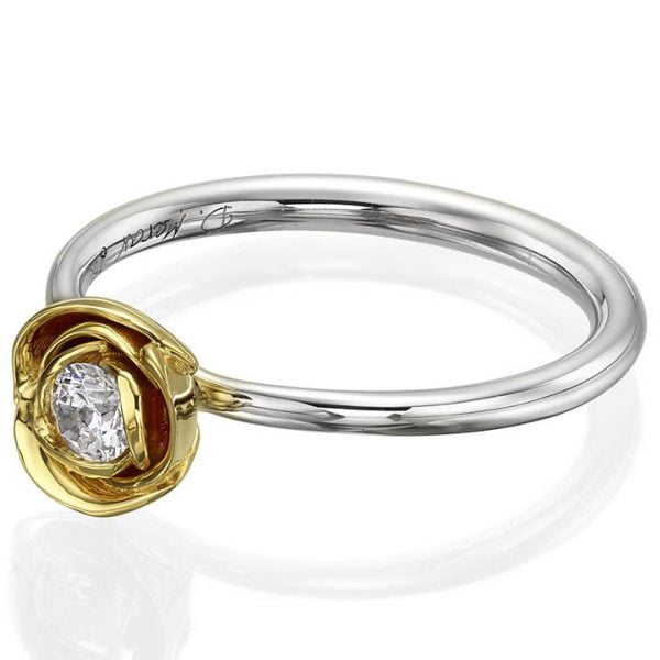 Rose Engagement Ring Yellow Gold and Moissanite 7 Catalogue