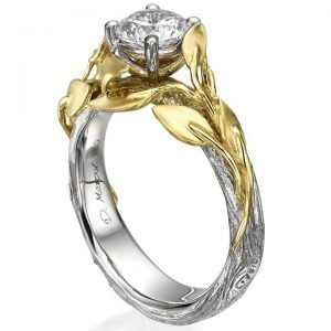 Twig and Leaf Engagement Ring Yellow Gold and Moissanite 4 Catalogue
