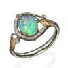 Twig and Leaves Oval Opal Ring Rose Gold