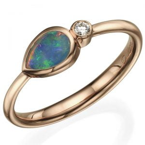 Rose Gold Australian Opal and Diamond Ring