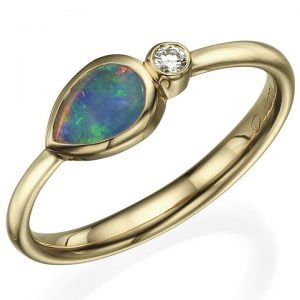 Yellow Gold Australian Opal and Diamond Ring