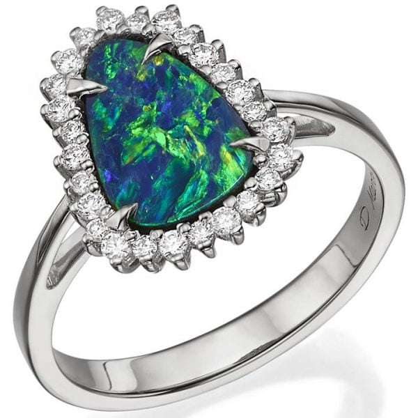 Black Opal and Diamonds Platinum Ring Catalogue