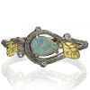 Twig and Leaves Pear Opal Ring Yellow Gold