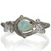 Twig and Leaves Pear Opal Ring White Gold