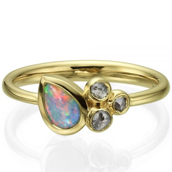 Opal and Raw Diamonds Yellow Gold Ring 7 Catalogue