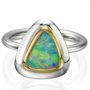 Two Tone Opal Ring Yellow and White Gold Catalogue