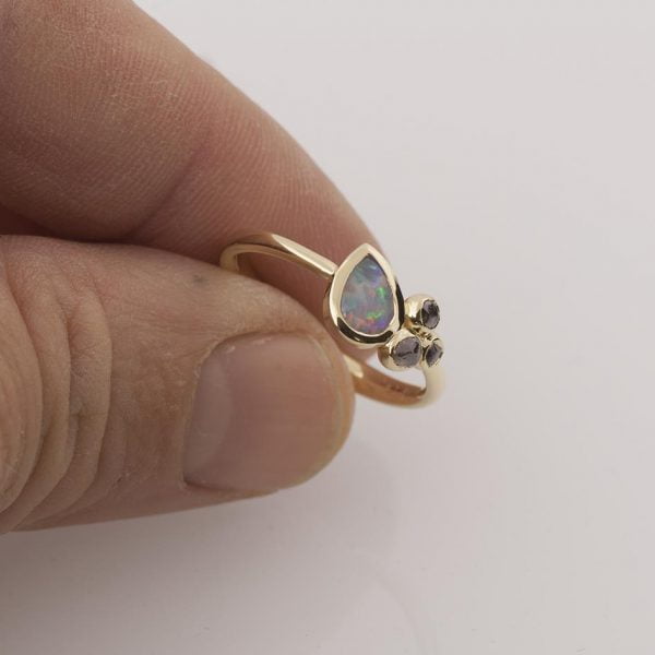 Opal and Raw Diamonds Rose Gold Ring 7 Catalogue