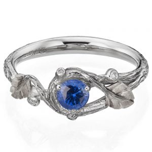 Twig and Leaf Engagement Ring White Gold and Sapphire 31 Catalogue
