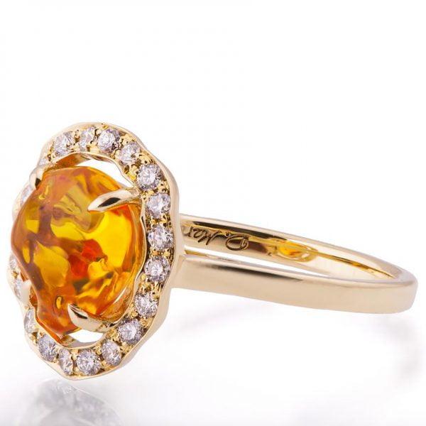 Mexican Fire Opal and Diamonds Engagement Ring Rose Gold Catalogue