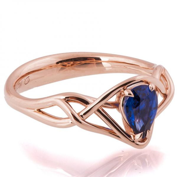 Celtic Engagement Ring Rose Gold and Pear Cut Sapphire Catalogue
