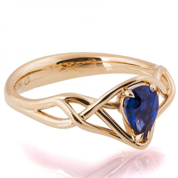 Celtic Engagement Ring Yellow Gold and Pear Cut Sapphire Catalogue