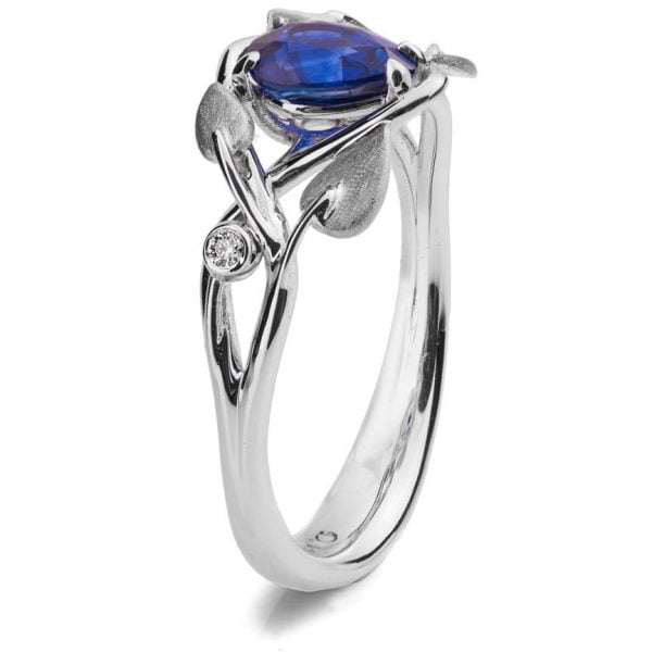 Leaves Engagement Ring Platinum and Pear Cut Sapphire Catalogue