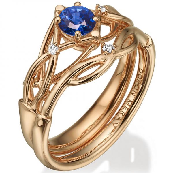 Celtic Bridal Set Rose Gold Sapphire and Diamonds ENG9 Catalogue