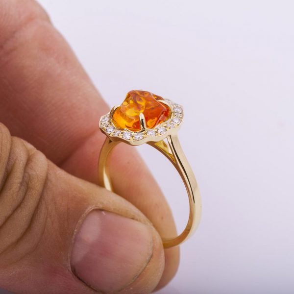 Mexican Fire Opal and Diamonds Engagement Ring White Gold Catalogue