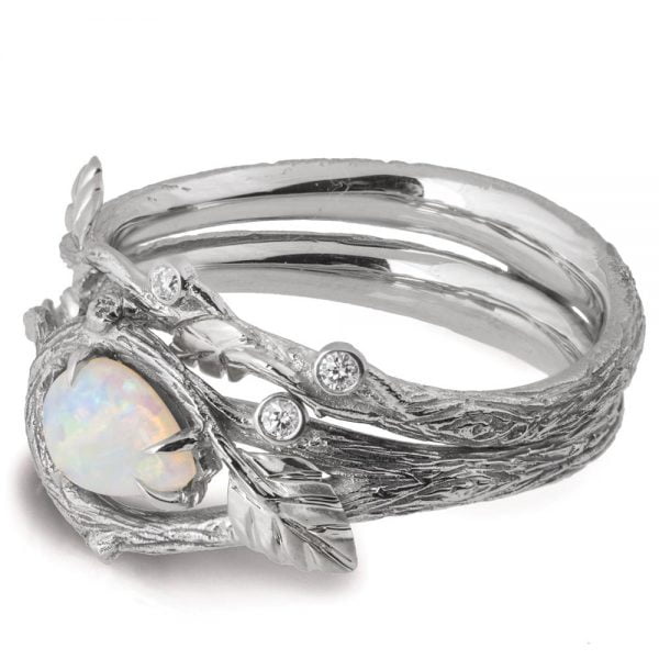 Twig and Leaves Pear Opal Bridal Set White Gold Catalogue