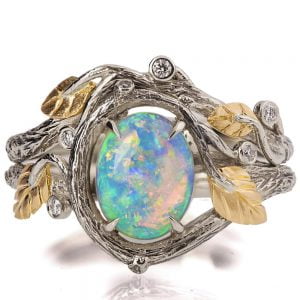 Twig and Leaves Oval Opal Bridal Set Yellow Gold Catalogue