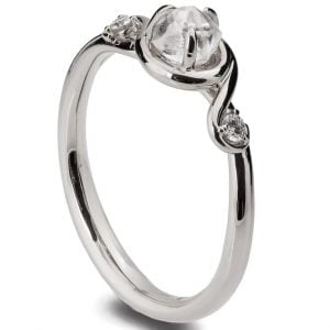 Natural Raw Diamond Engagement Ring White Gold