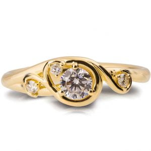 Knot Engagement Ring Yellow Gold and Diamond 2