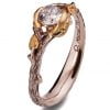 Twig and Leaf Engagement Ring Rose Gold and Moissanite