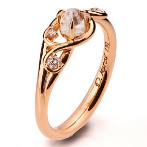 Raw Diamond Engagement Ring Rose Gold