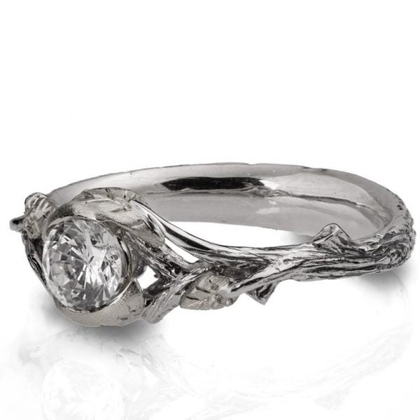 Twig and Leaf Engagement Ring Platinum and Moissanite Catalogue