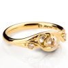 Yellow Gold Natural Raw Diamond Engagement Ring