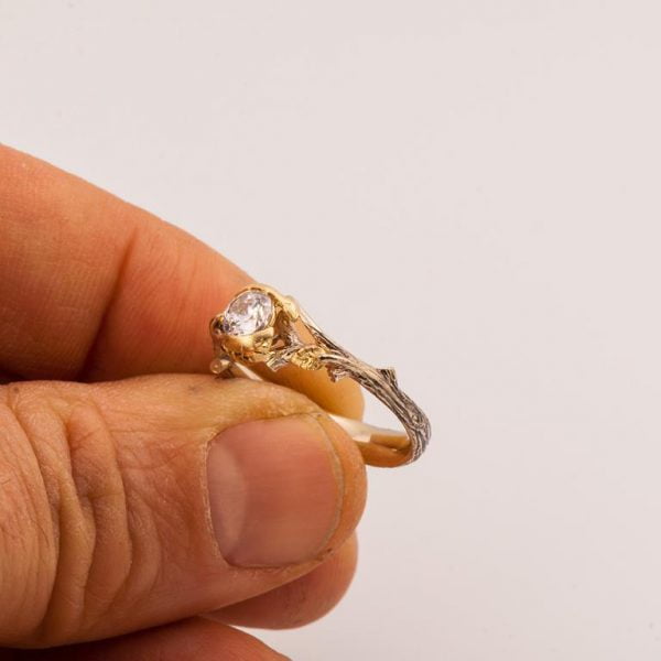 Twig and Leaf Engagement Ring Rose Gold and Moissanite Catalogue