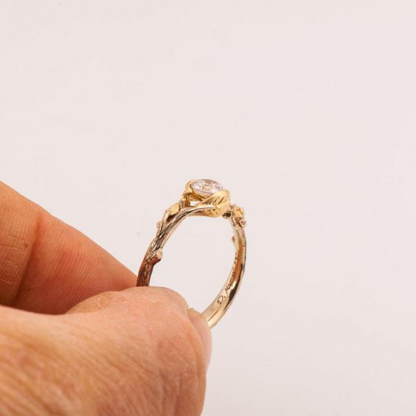 Twig and Leaf Engagement Ring Rose Gold and Moissanite Catalogue