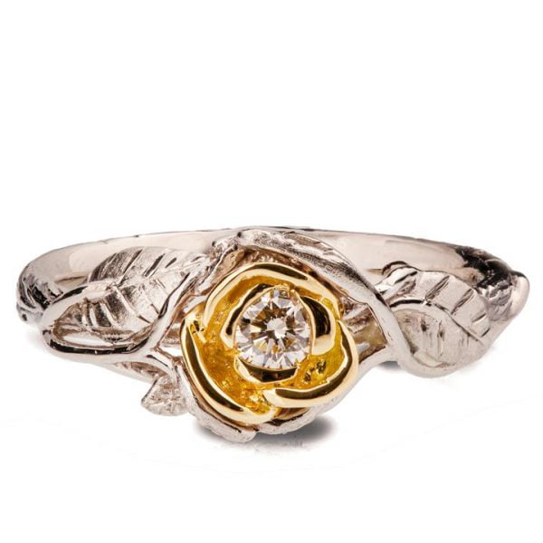 Rose Engagement Ring #3 Two Tone Yellow Gold and Diamond Catalogue