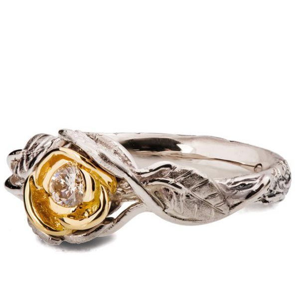 Rose Engagement Ring #3 Two Tone Yellow Gold and Diamond Catalogue
