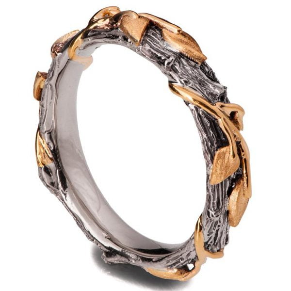 Twig and Leaves Wedding Band Rose Gold 13 Catalogue