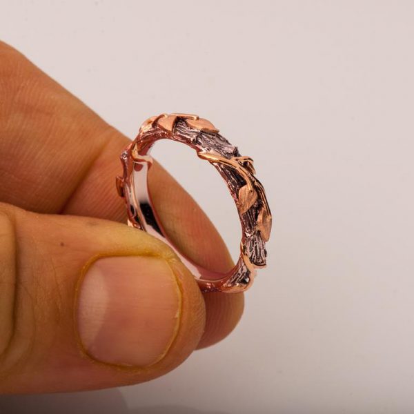 Twig and Leaves Wedding Band Rose Gold 13 Catalogue