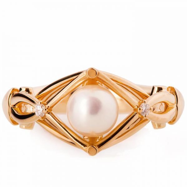 Celtic Engagement Ring Rose Gold and Pearl ENG9 Catalogue