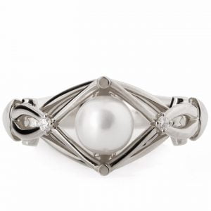 Celtic Engagement Ring White Gold and Pearl ENG9 Catalogue