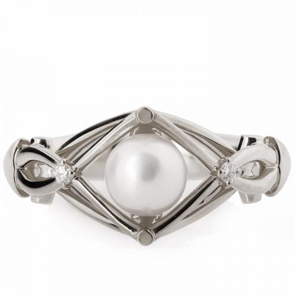 Celtic Engagement Ring Platinum and Pearl ENG9 Catalogue