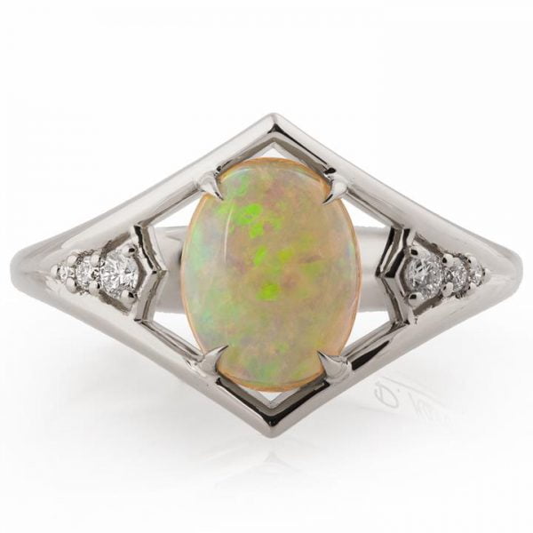 Opal and Diamonds Engagement Ring White Gold