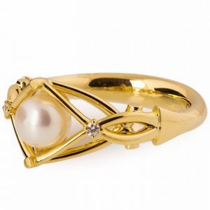 Celtic Engagement Ring Yellow Gold and Pearl ENG9 Catalogue