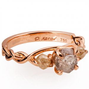 Braided Raw Diamond Engagement Ring Rose Gold Catalogue