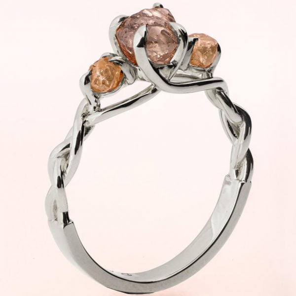 Braided Raw Diamond Engagement Ring White Gold Catalogue