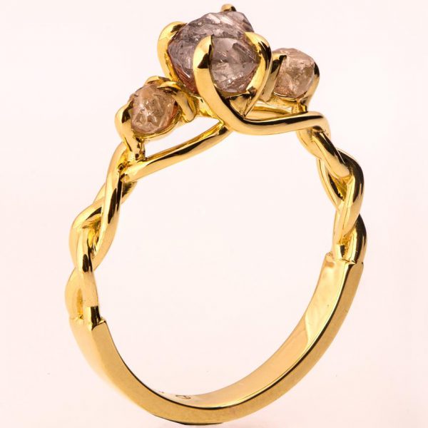 Braided Raw Diamond Engagement Ring Yellow Gold Catalogue