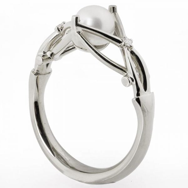 Celtic Engagement Ring White Gold and Pearl ENG9 Catalogue