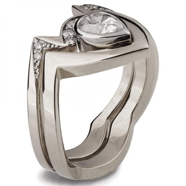 Platinum V Bridal Set Made With a Pear Shaped Diamond Catalogue