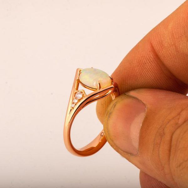 Opal and Diamonds Engagement Ring Rose Gold Catalogue